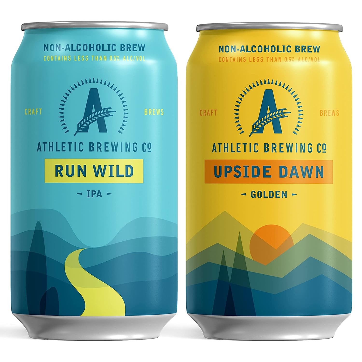 Athletic Brewing Co's Run Wild IPA & Upside Down Golden Cans