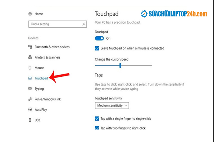 Cách kiểm tra chế độ Touchpad Sensitivity trên laptop
