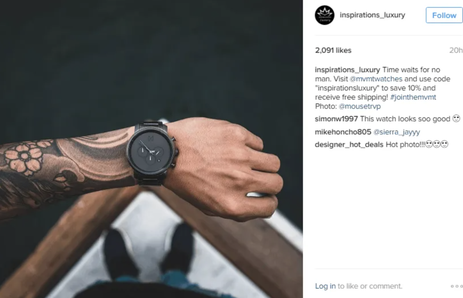 MVMT watches social proof on Instagram