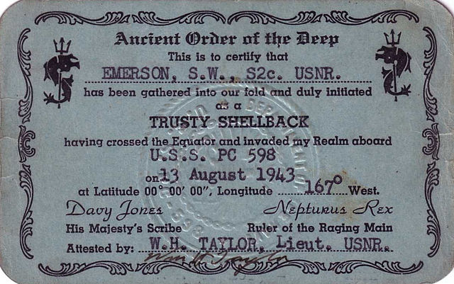 line crossing ceremony certificate