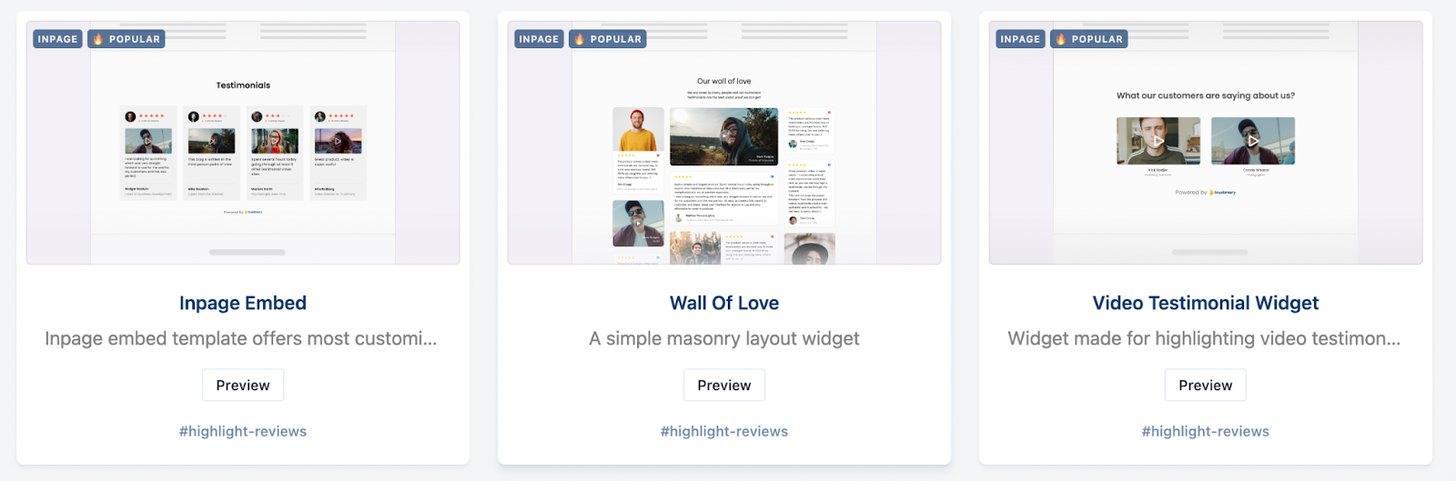review widgets