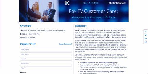 Pay TV Customer Care: Managing the Customer Life Cycle Webinar