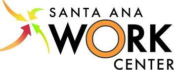 The logo of the Santa Ana Work Center with yellow, orange, red, and green arrows on the left side of the text.