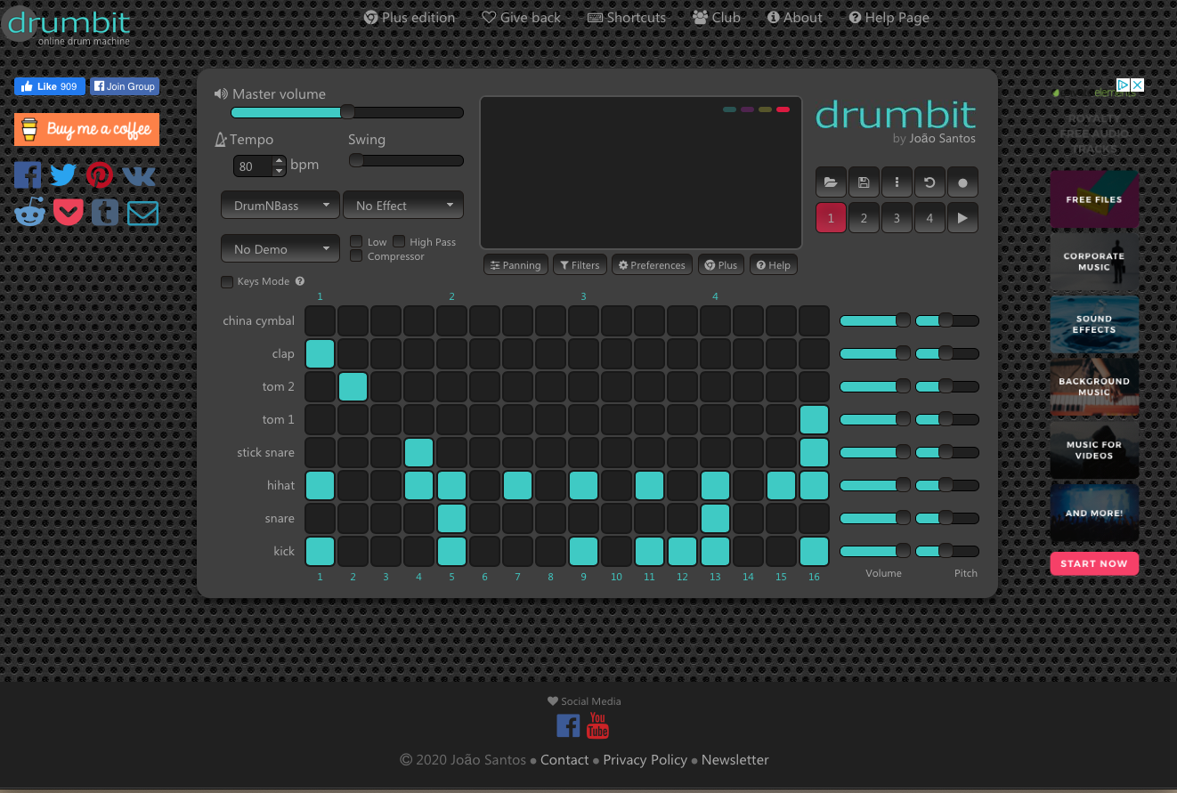 boite à rythme online : drumbit 