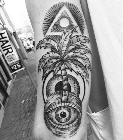 Eye Blooming Palm Tree Tattoos