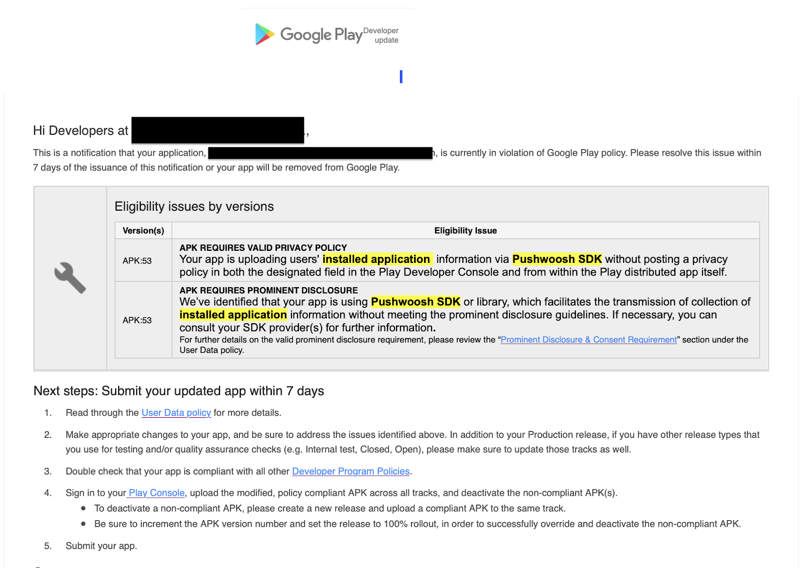 Google Play developers will be able to push you to update your apps