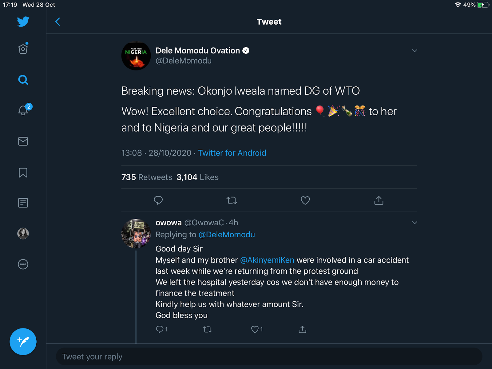 Again, Nigerians congratulate Okonjo-Iweala on landing WTO job but she’s not appointed yet