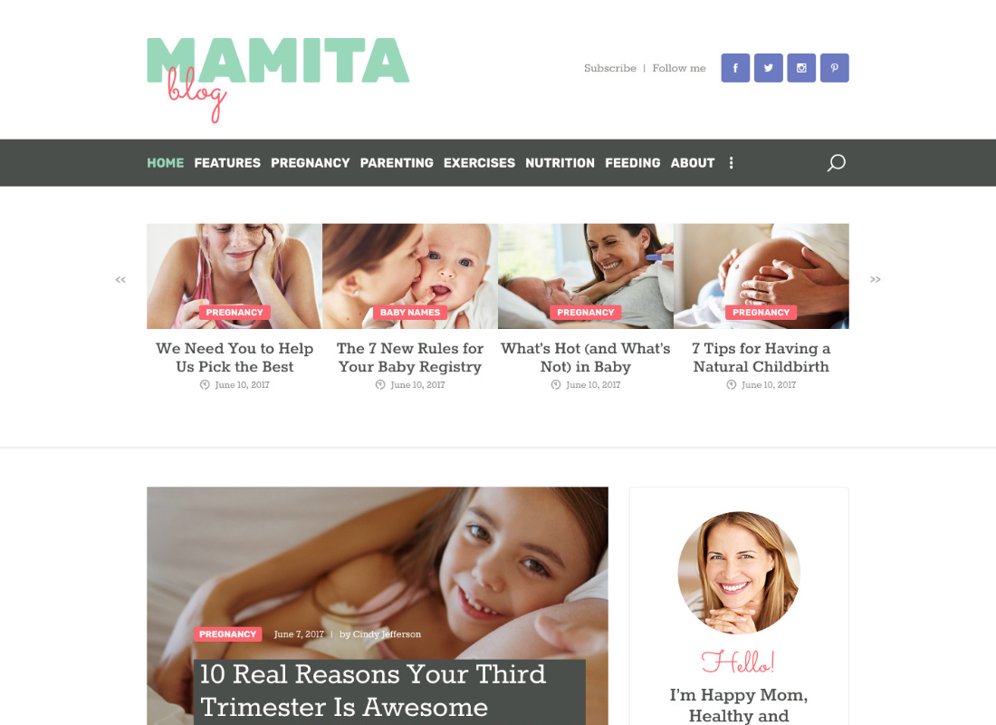 Mamãe |  Tema WordPress para blog sobre gravidez e maternidade