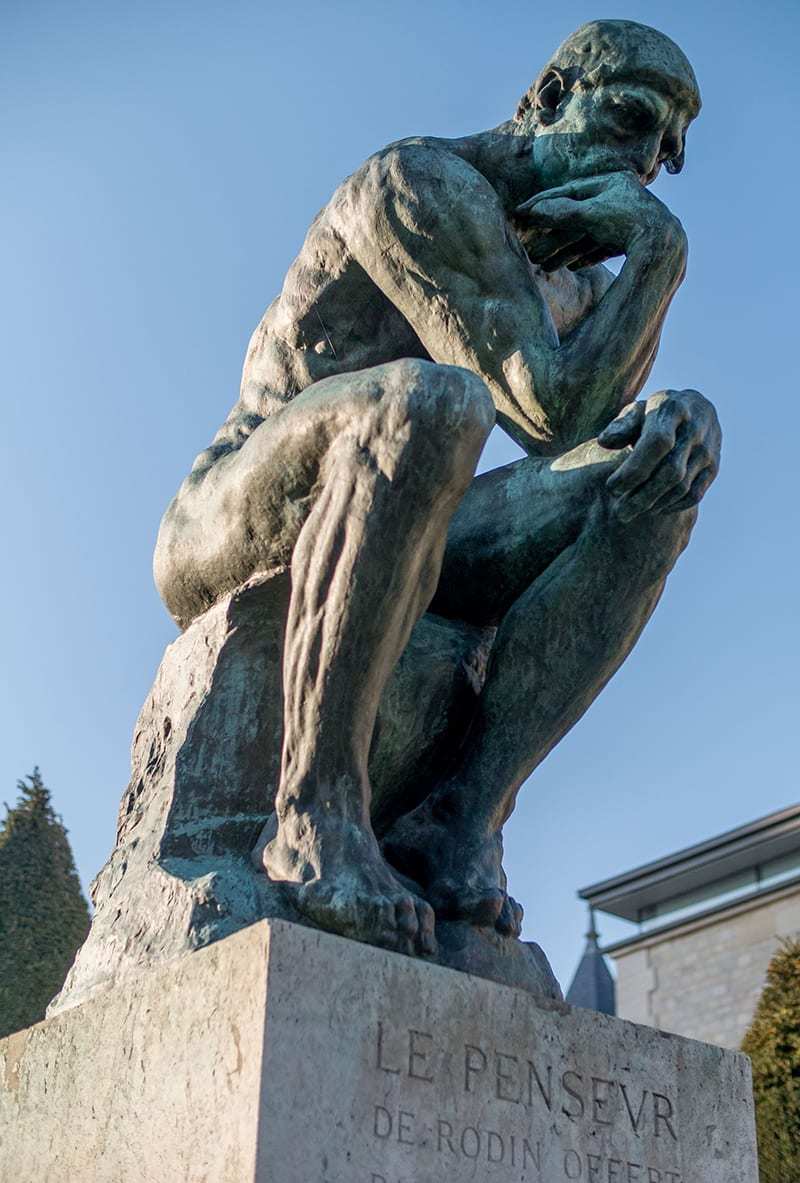 The Thinker by Rodin, circa 1880-81, courtesy of Wikimedia Commons