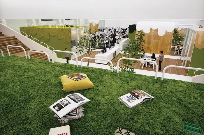 TBWA Hakuhodo office allows employees to lounge on grass and enjoy nature while at work