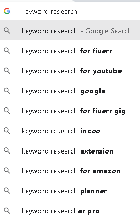 Google search suggestions