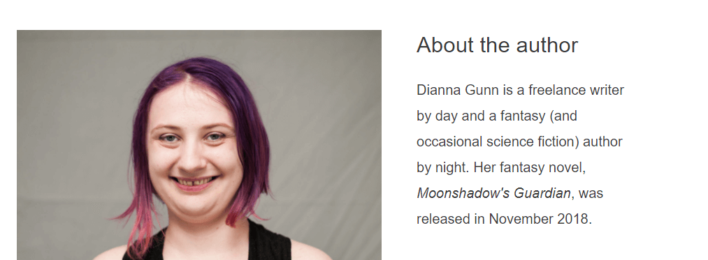 How to write your author bio: Dianna Gunn author bio