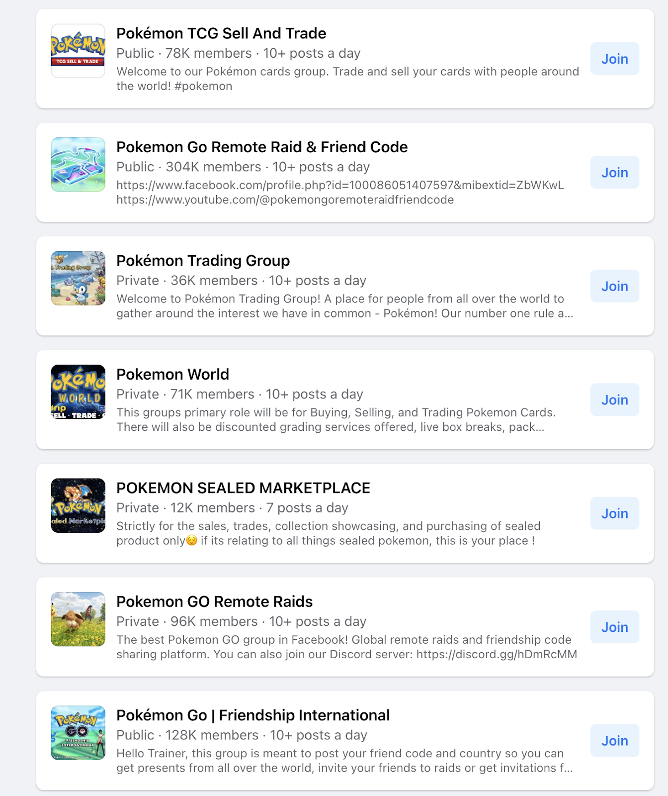 Pokemon Facebook Groups