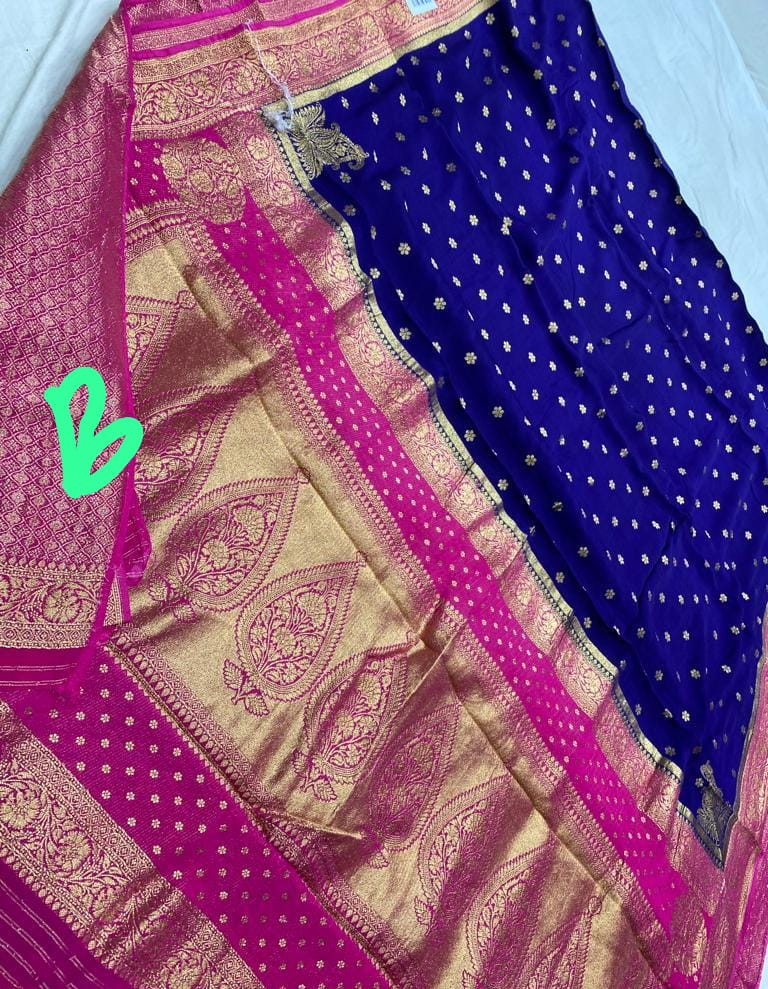 Banaras pure kadhi crep geogette weaving motifs saree