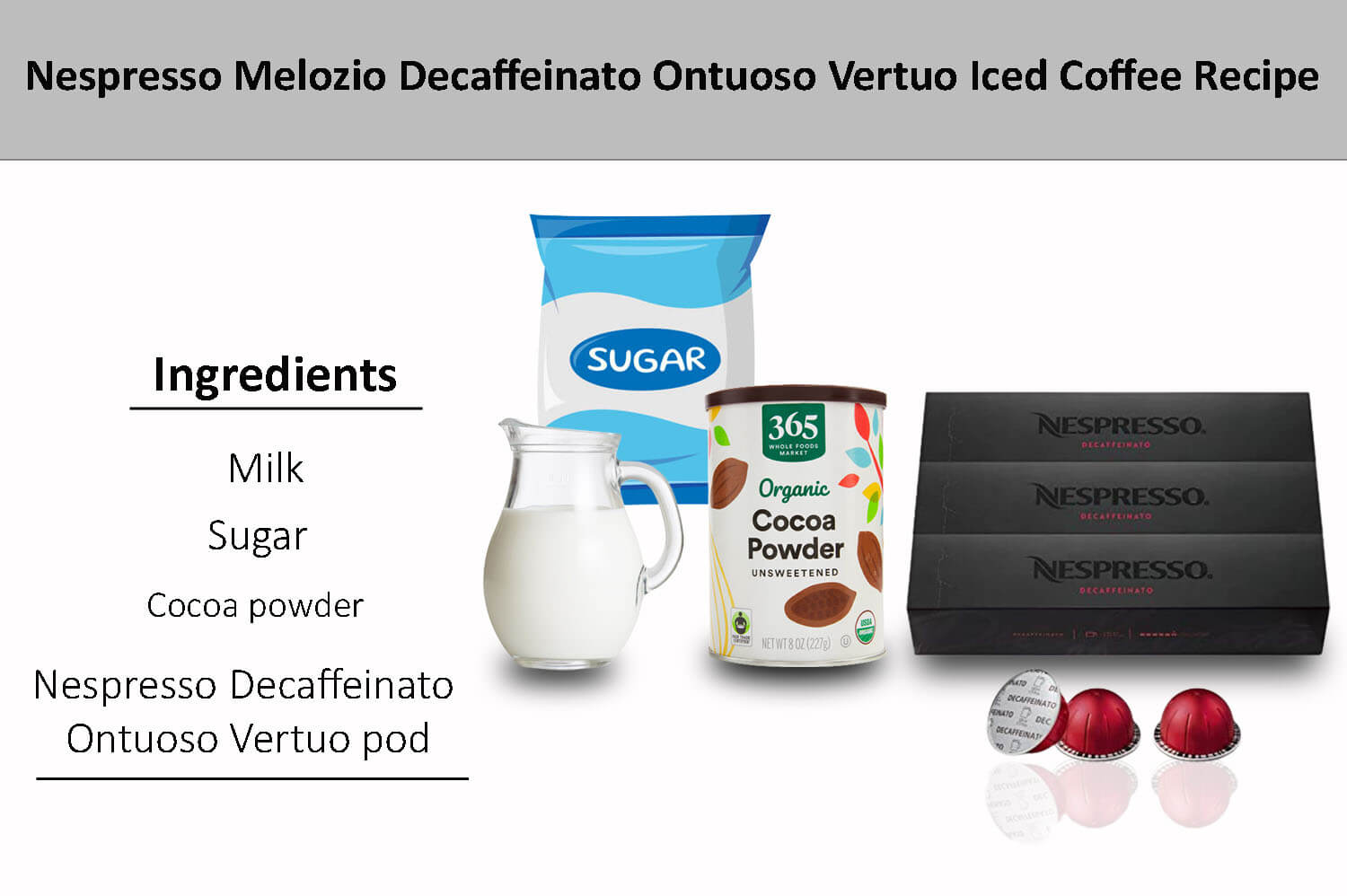 In this image i explain ingredients nespresso decaffeinato ontuoso Mocha Recipe