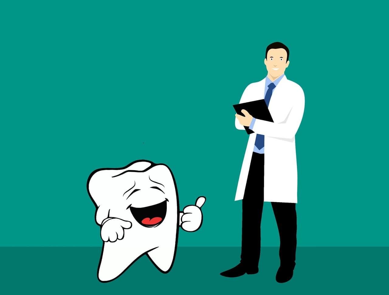 Cartoon Image of a Tooth and Dentist 