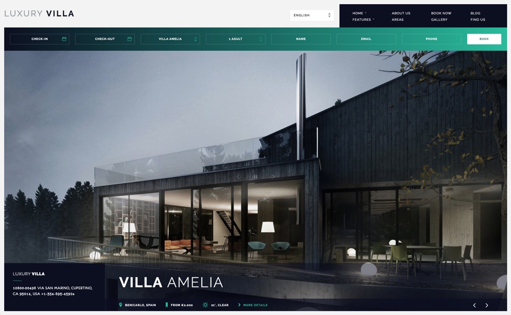 Tema WordPress de Villa de Luxo