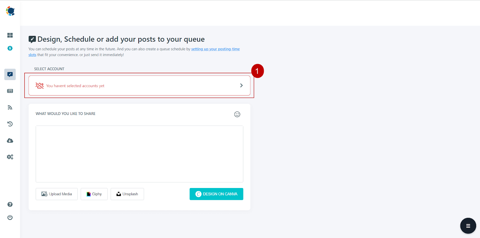 Select accounts you want to post or schedule content.
