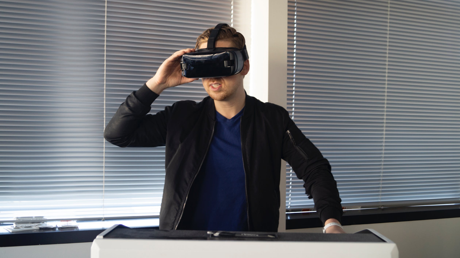 image showing man using vr headset