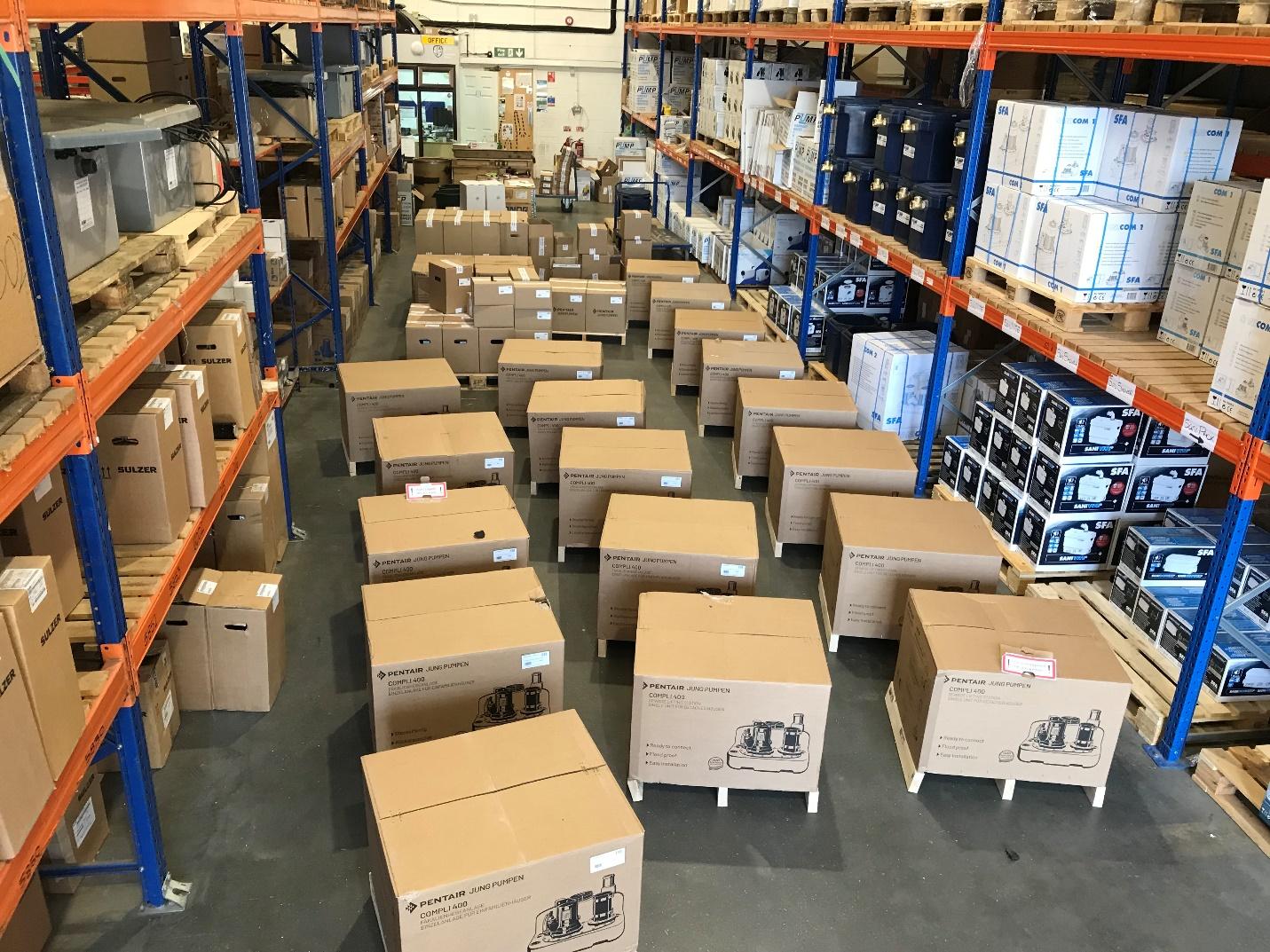 A warehouse full of boxes  Description automatically generated with medium confidence