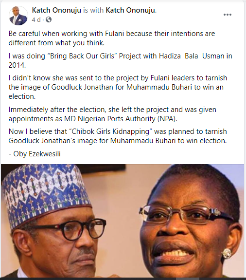 No evidence Ezekwesili termed Chibok girls’ kidnap plot to tarnish Jonathan’s image