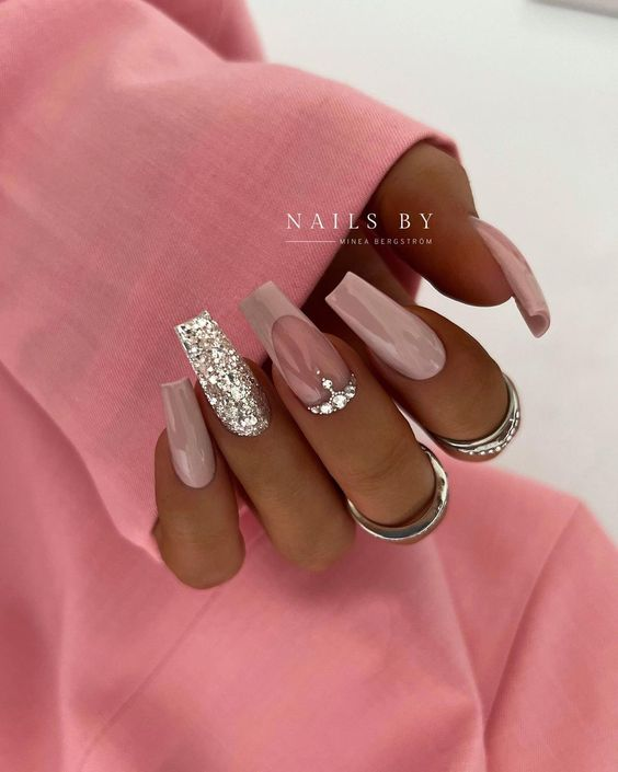 pink design nails