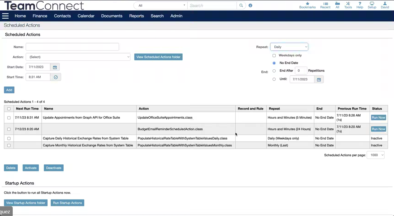 Scheduled Actions