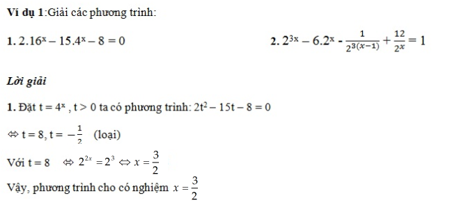 Ví dụ giải phương trình mũ và logarit