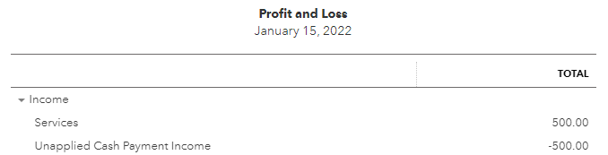 PL 2 Unapplied cash payments in QBO