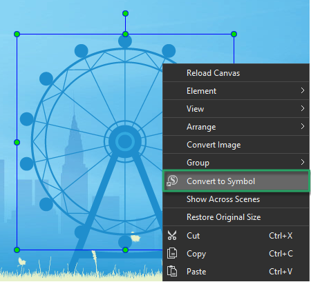 Convert to symbols in Saola Animate 3