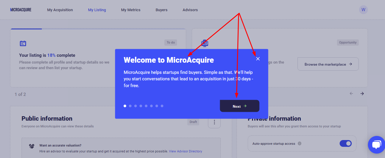 MicroAcquire platform tour -- MicroAcquire Review - Is It The Best Startup Acquisition Marketplace?