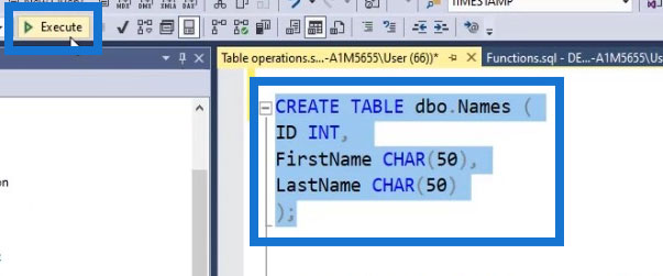 sql table operations