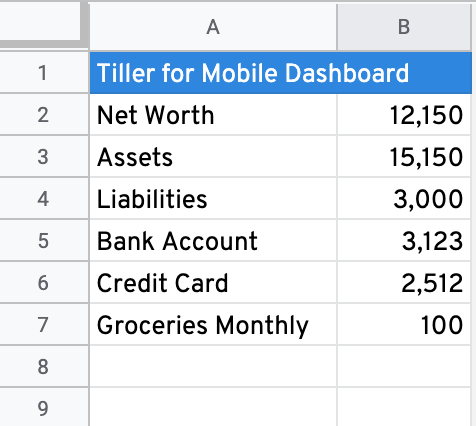 Google Sheets on Mobile 