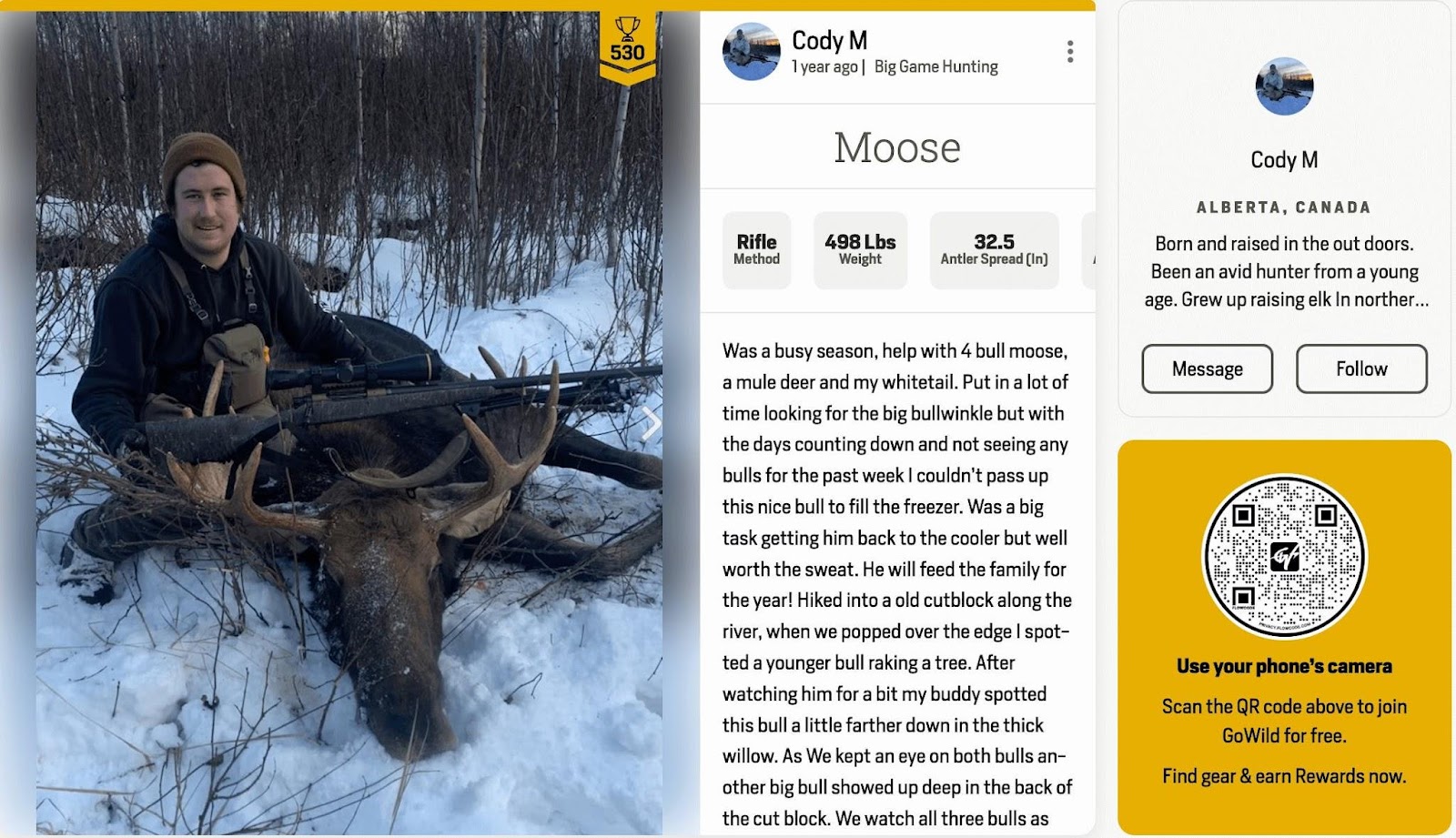 Cody got a moose with his pair of Vortex Optics Fury® HD 5000 10x42 Binoculars