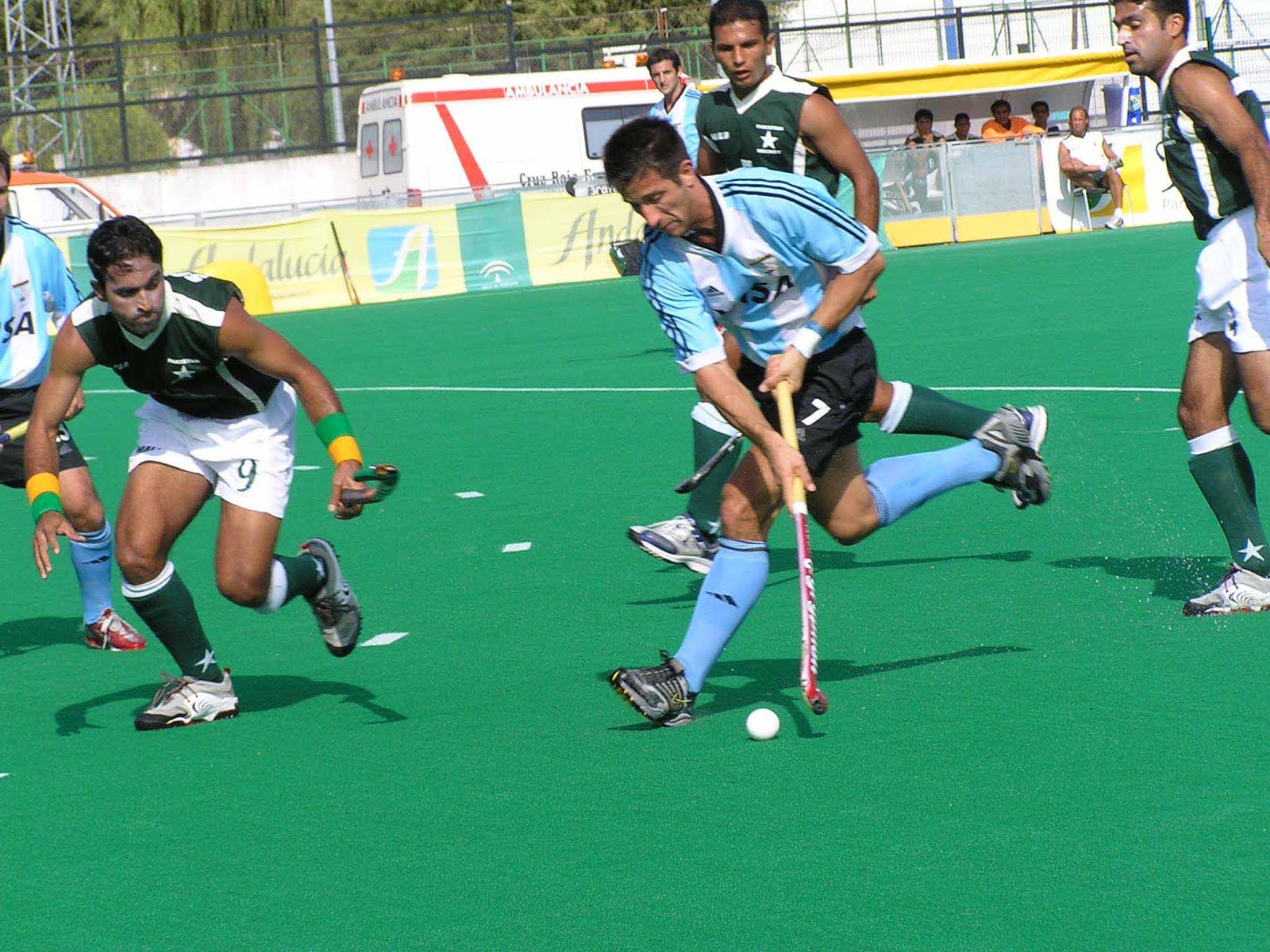 A game of field hockey