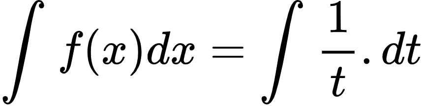 {"id":"2-1-0-1-1-1-1-1-1-1-1-1-1-1-1-1-1-1-2-1-0","code":"\\begin{align*}\n{\\int_{}^{}f\\left(x\\right)dx}&={\\int_{}^{}\\frac{1}{t}.dt}\t\n\\end{align*}","font":{"color":"#000000","size":10,"family":"Arial"},"type":"align*","ts":1600163936951,"cs":"W7dX0An8sJkrMX0pm1SmpA==","size":{"width":142,"height":36}}