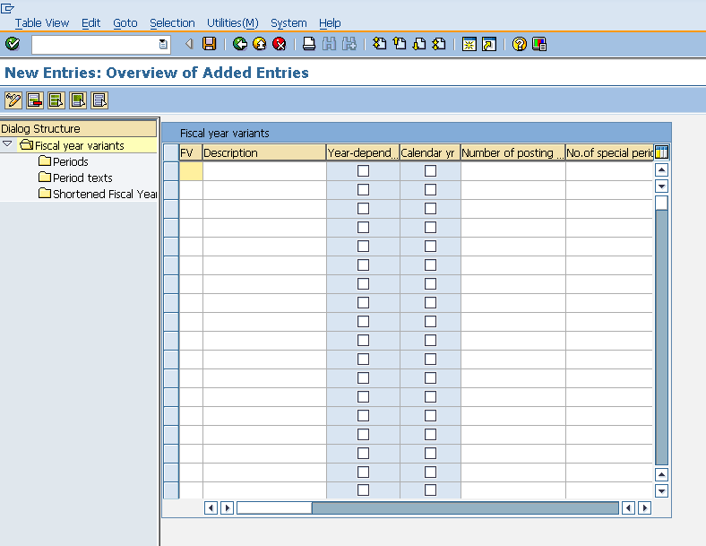 SAP posting period fiscal year new entry