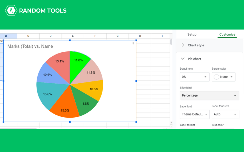 how to make a pie chart in Google Sheets