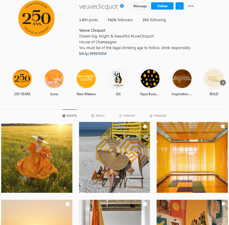 Veuve Clicquot's Instagram Page 