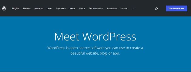 Meet WordPress website header