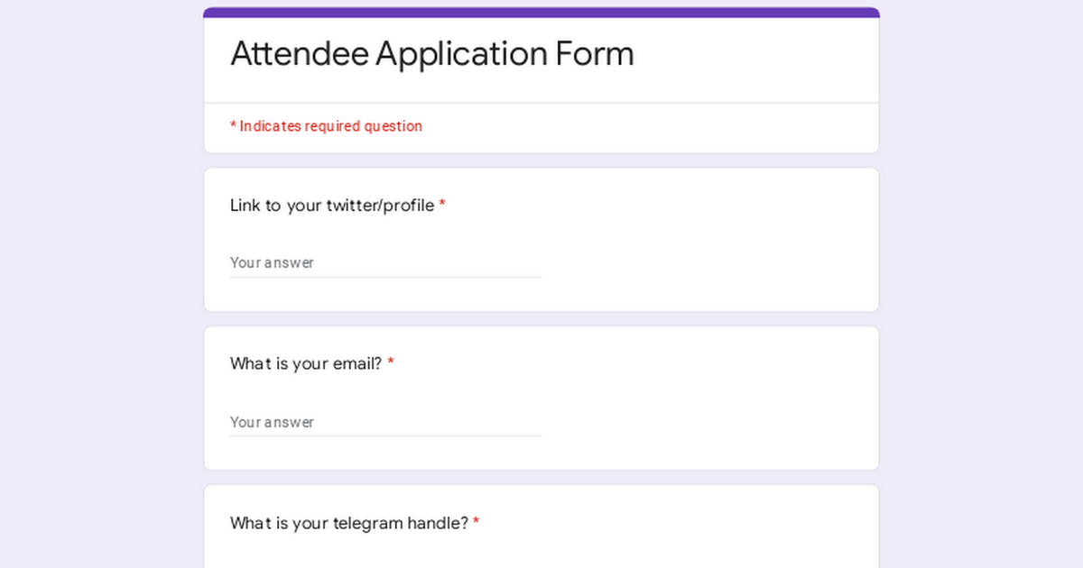 Attendee Application Form