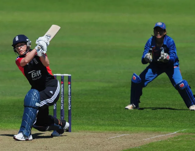 Claire Taylor hits down the ground on her way to a half-century