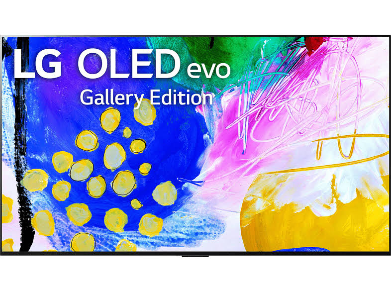 Frontal view of the LG - 55" Class G2 Series OLED evo 4K UHD Smart webOS TV with Gallery Design.