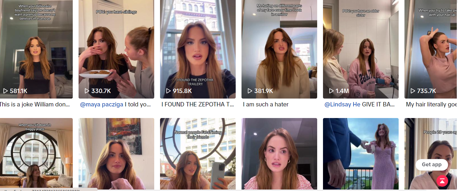 A screenshot of a series of TikTok posts created by what looks like an influencer