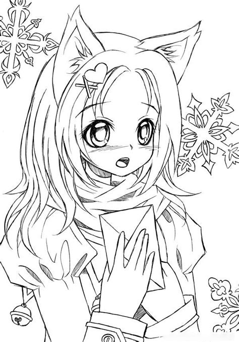 Catgirl has got a letter Coloring Pages