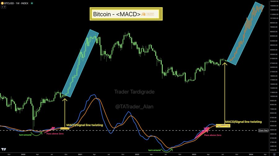 Bitcoin MACD analizi. Kaynak: Tüccar Tardigrade