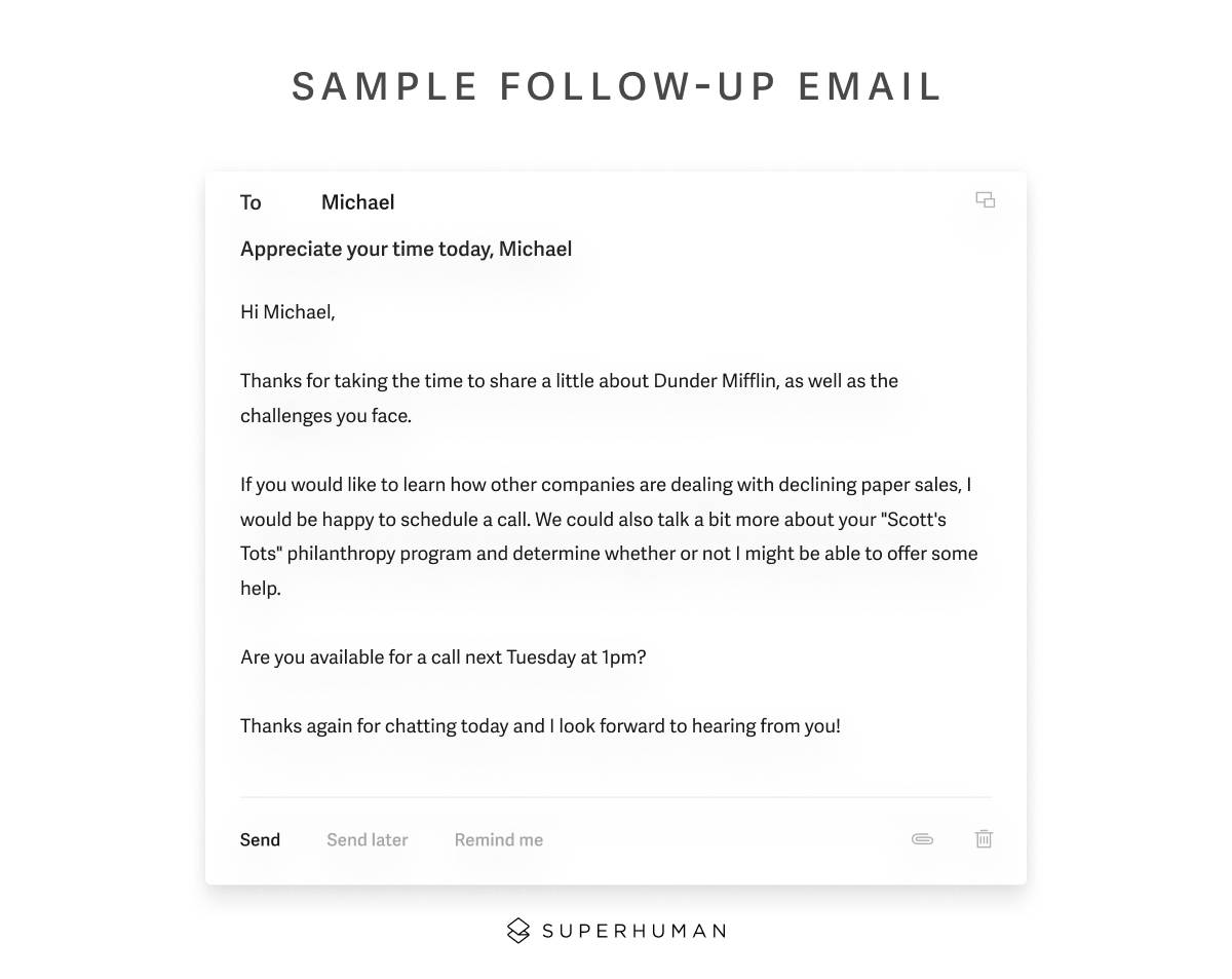 sample follow up email