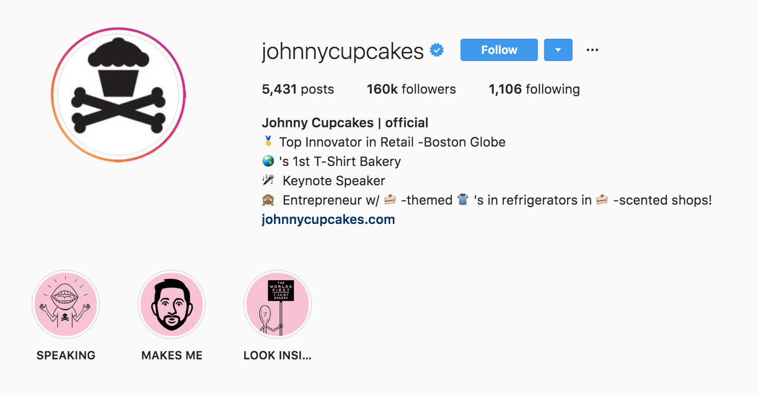 How to write instagram bio - johnnycupcakes 