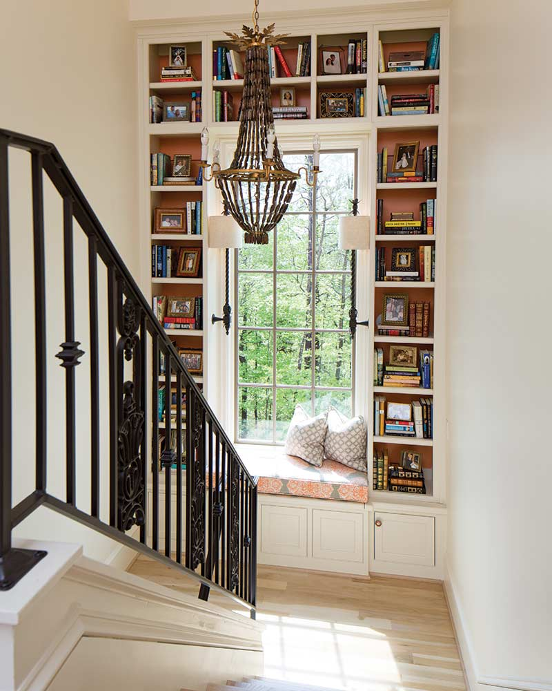 Design ideas for your castle windows— book shelf window seat. 