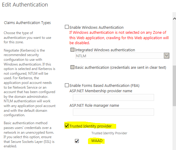 Edit Authentication Settings